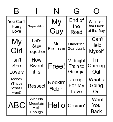 Motown Bingo Card