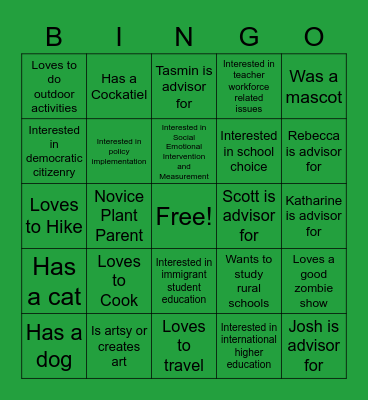 Welcome to MSU Bingo Card