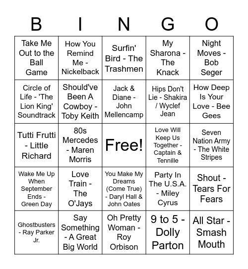 MUSIC BINGO Card