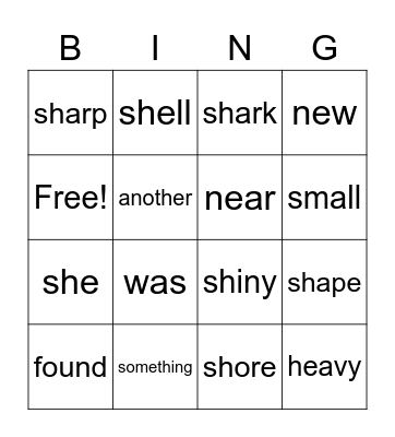 Shell Shopping Bingo Card