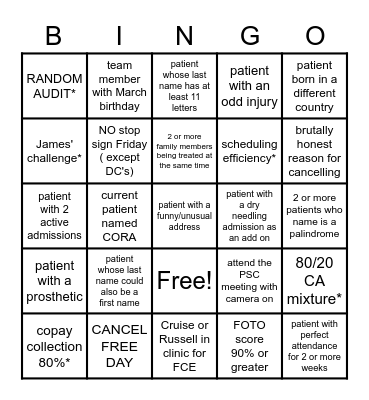 MEGA MARCH BINGO Card