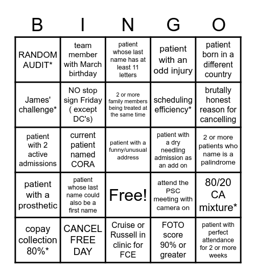 MEGA MARCH BINGO Card