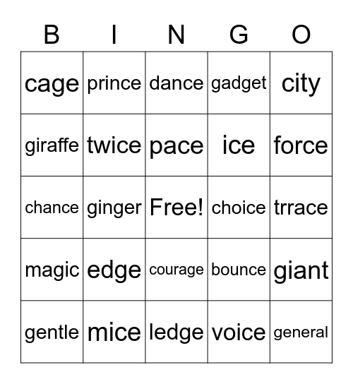 3rd grade Bingo Card