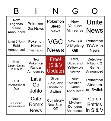 Pokemon Day 2023 Bingo Card