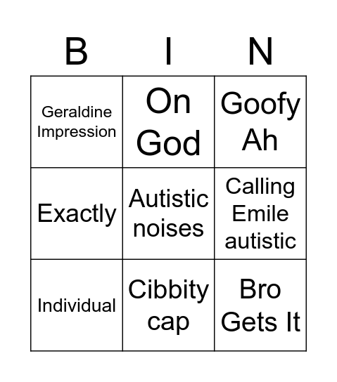 things Ansh says Bingo Card