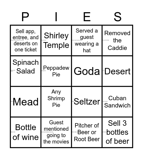 Weekend Bingo Card