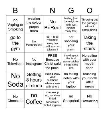 Lent Bingo Card
