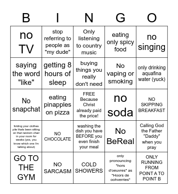 Lent Bingo Card
