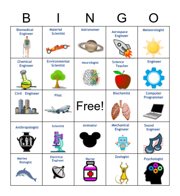 STEM Careers Bingo Card