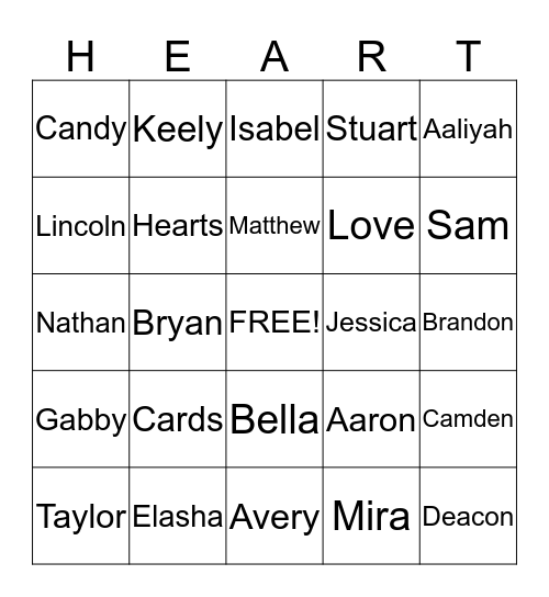 Happy Valentines Day Bingo Card