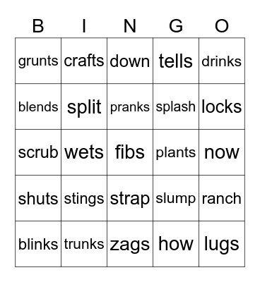 Mrs.Winters' Words Bingo Card