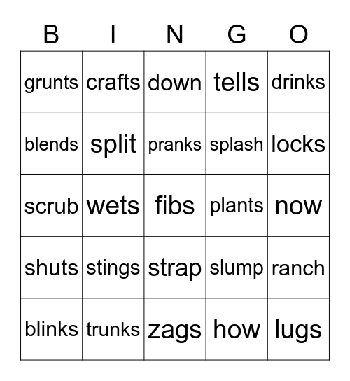 Mrs.Winters' Words Bingo Card