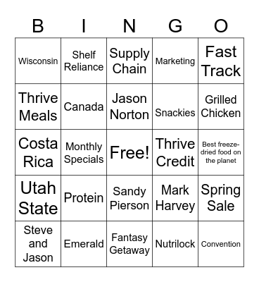 Thrive Life Bingo Card