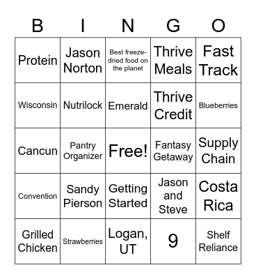 Thrive Life Bingo Card