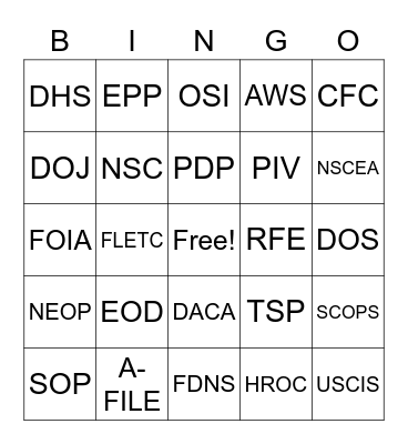 Untitled Bingo Card