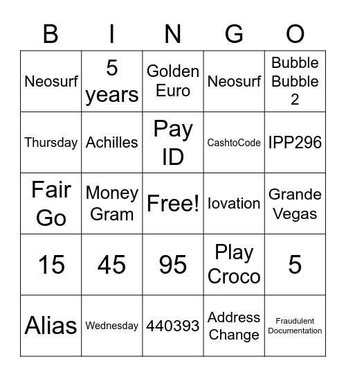 All things RTG Bingo Card