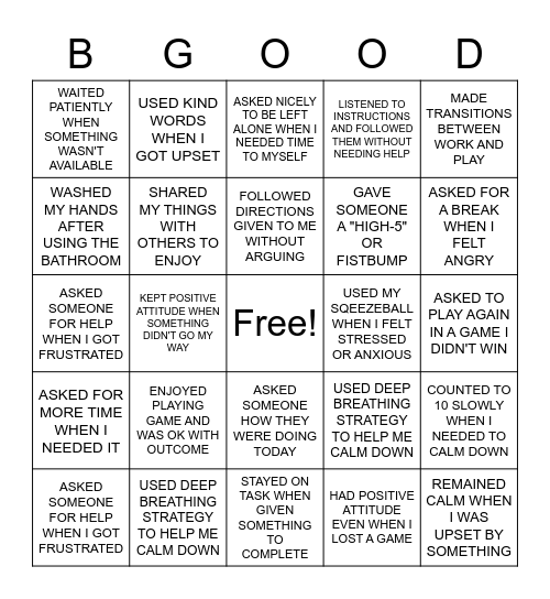 ALONSO'S "B" GOOD GAME Bingo Card