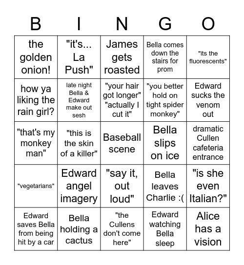 Twilight Bingo Card
