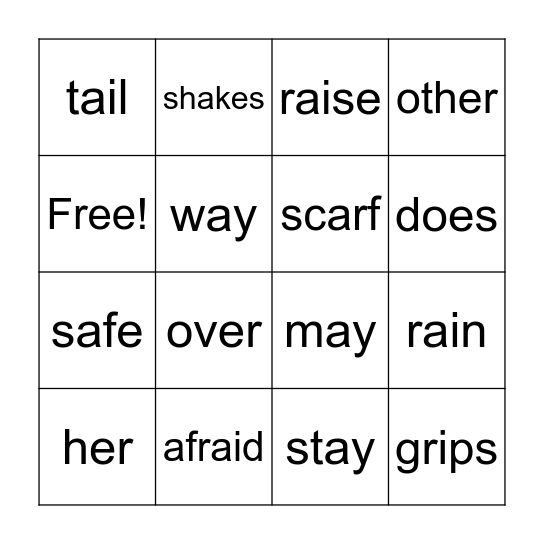 Who Has a Tail? Bingo Card