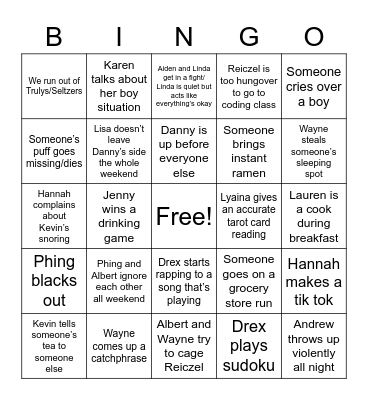 CABIN 2023 Bingo Card