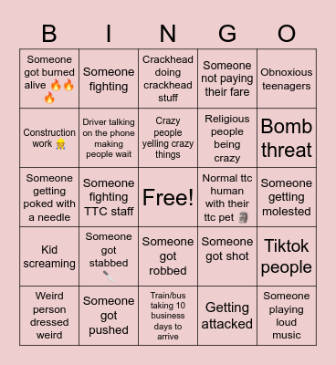 TTC Bingo Card