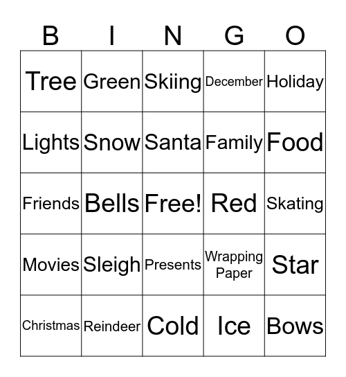 Christmas Bingo Card