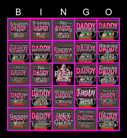 Crusader Actual's AMBERLYNN REIDBINGO Card