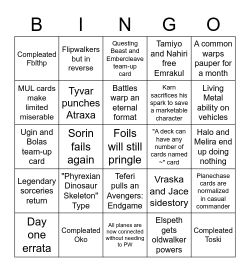 MOM Prediction Bingo Card Bingo Card