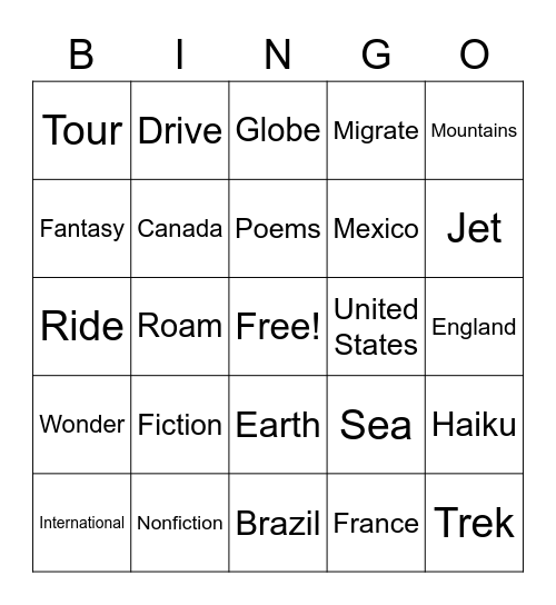 Nevada Reading Week Bingo Card