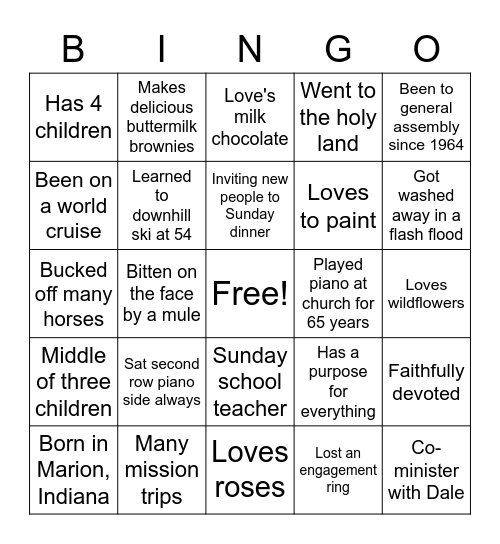 Betty's 90th Bingo Card