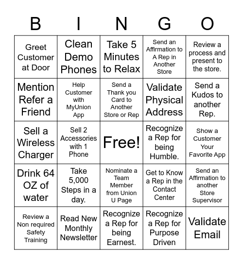 Cheyenne Customer Service Bingo Card