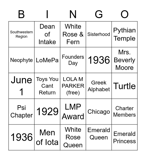 LoMePa Love Bingo Card