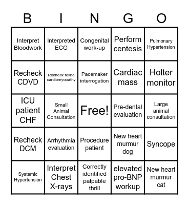 CARDIO BINGO Card