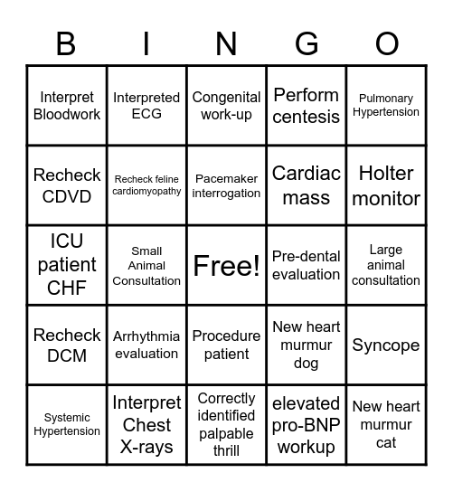 CARDIO BINGO Card