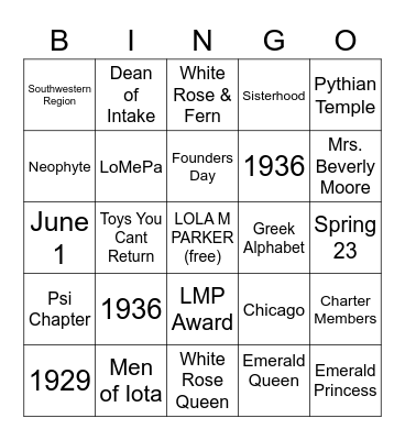 LoMePa Love Bingo Card
