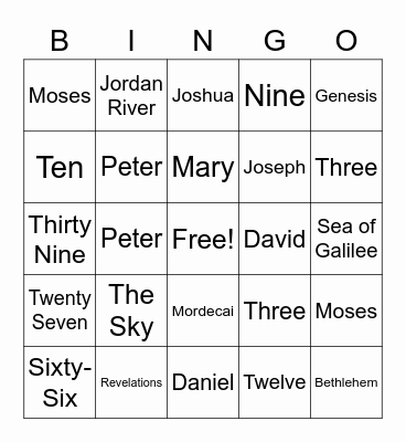 BIBLE BINGO Card