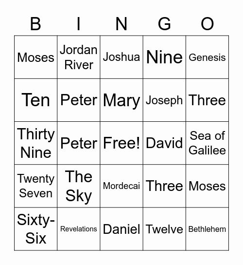 BIBLE BINGO Card