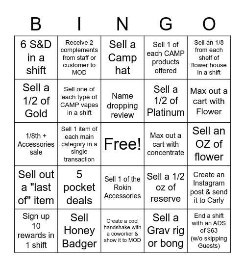 FOH BINGO Card