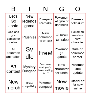 Pokemon day presents Bingo Card