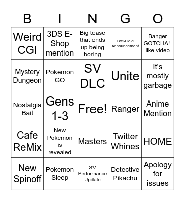 Pokemon Day 2023 Bingo Card