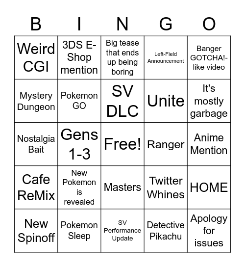 Pokemon Day 2023 Bingo Card
