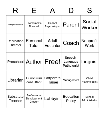 Related Careers Bingo Card