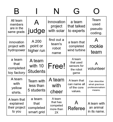 Granite Qualifier Tournament Bingo Card