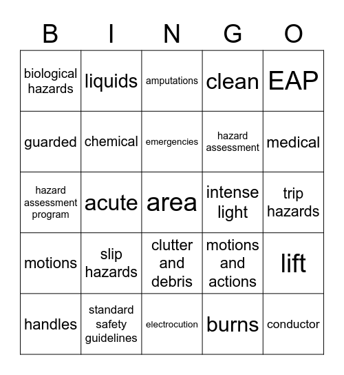 OSHA Bingo Card