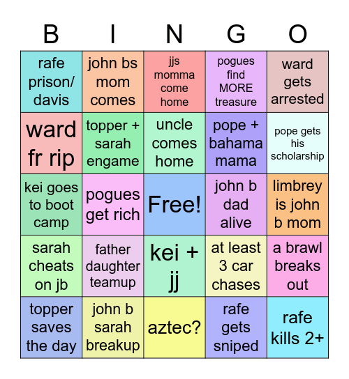 obx s3 Bingo Card