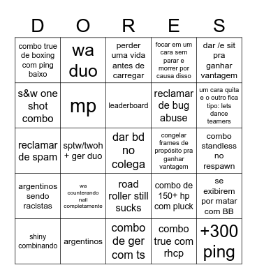 yba 2v2 Bingo Card