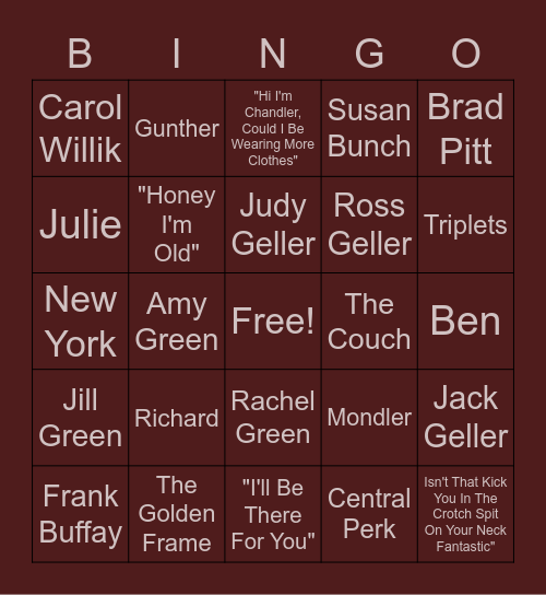 F.R.I.E.N.D.S Bingo Card