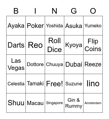 Fujiwara Shuu Bingo Card
