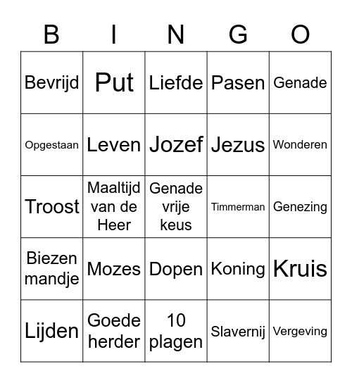 Bijbel bingo Card