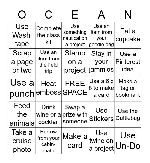 CRUISE INTO A BINGO Card